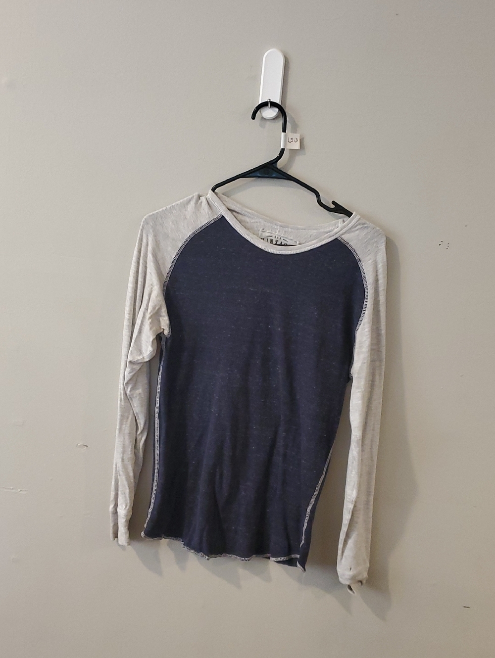 BKE Navy Body with Light Gray Trim Raglan Top